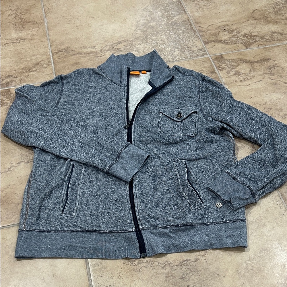 Men's BOSS Navy Blue/Grey Size L Sweater/Jacket